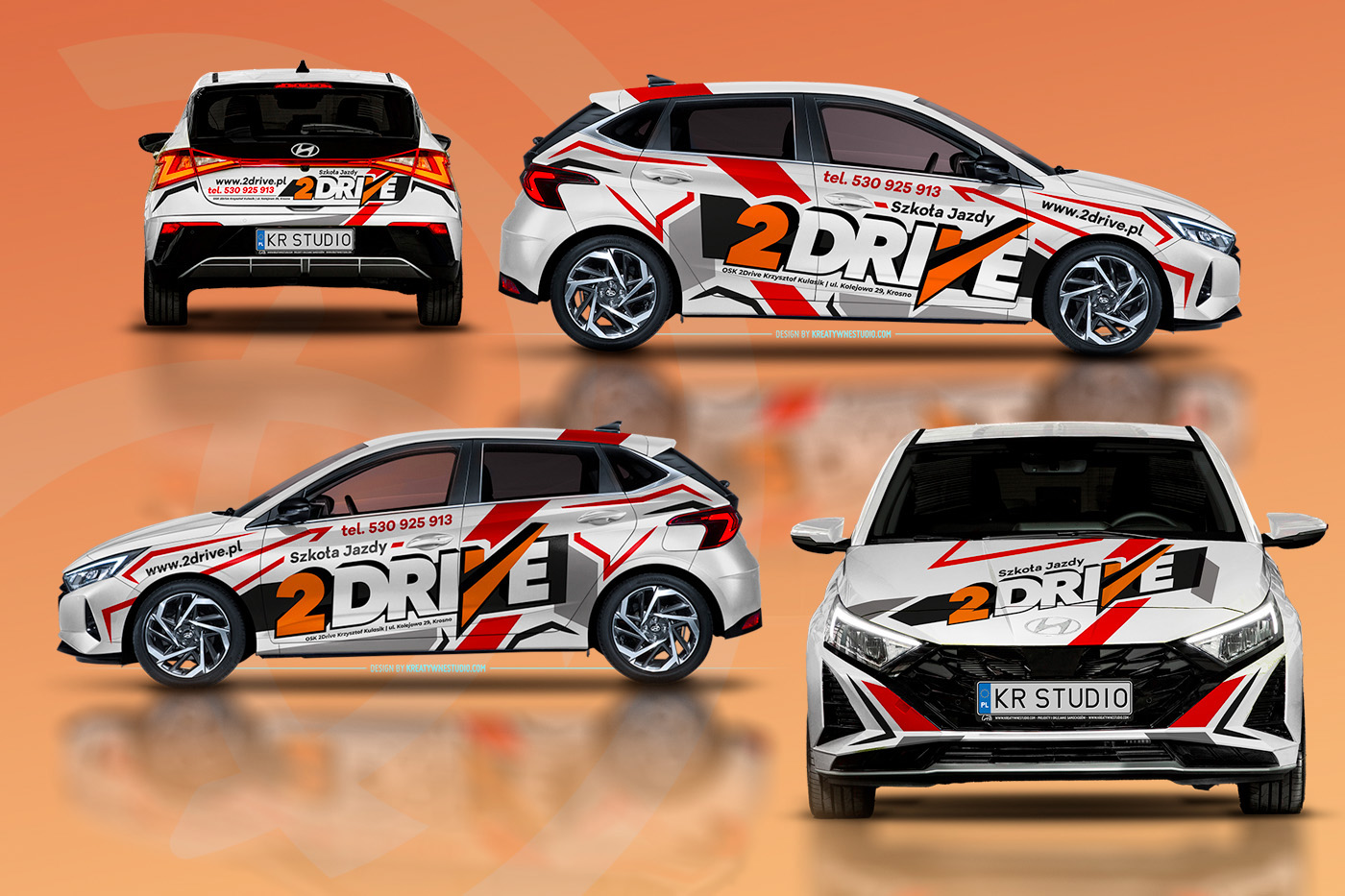 projekt oklejenia nauka jazdy Hyundai i20 2drive